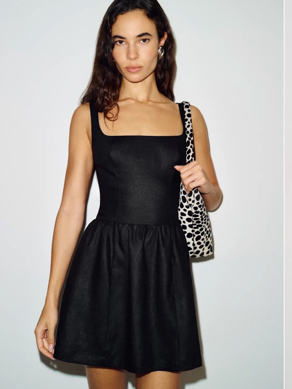Reformation Black Janu Linen Mini Dress